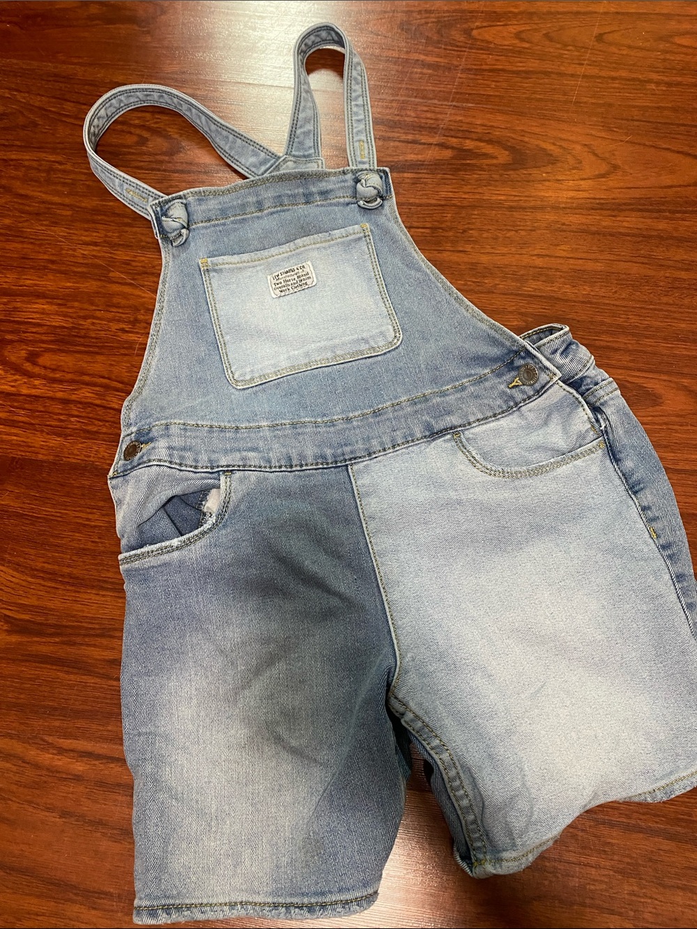 Levi's Two-Tone Light Blue Denim Kids Short Overalls